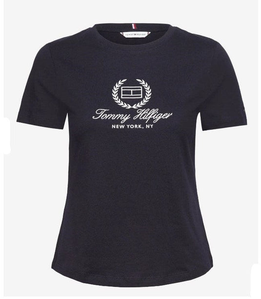 Tommy Hilfiger Womens Slim Flag Script T Shirt