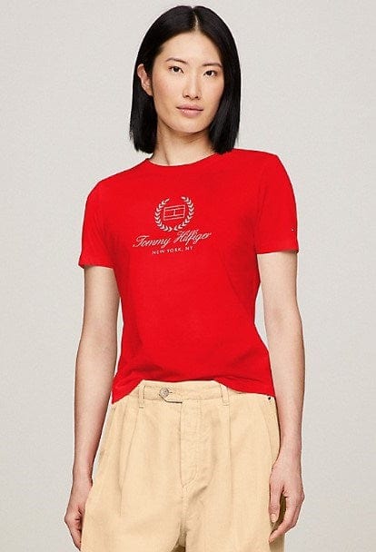 Load image into Gallery viewer, Tommy Hilfiger Womens Slim Flag Script T Shirt
