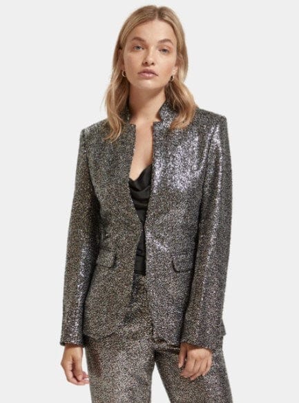Load image into Gallery viewer, Scotch &amp; Soda Womens Blazer In Mixed Squins
