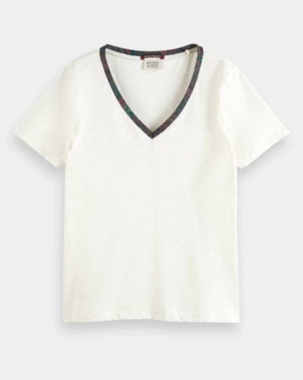 Load image into Gallery viewer, Scotch &amp; Soda Womens Contrast Neckline V-Neck T-Shirt
