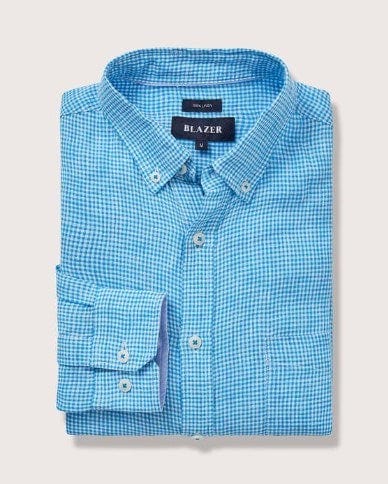 Blazer Mens Reeves Long Sleeve LinenCheck Shirt