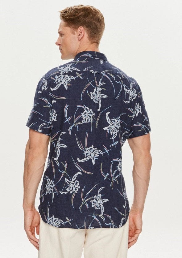 Load image into Gallery viewer, Tommy Hilfiger Mens Linen Tropical Print Short Sleeve Shirt
