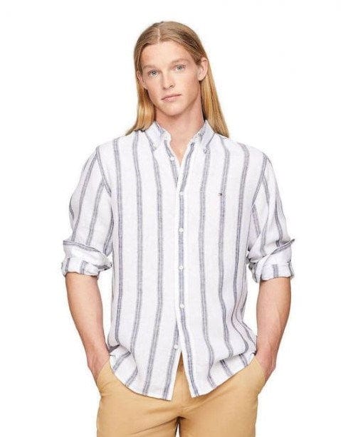 Load image into Gallery viewer, Tommy Hilfiger Mens Linen Triple Stripe Shirt
