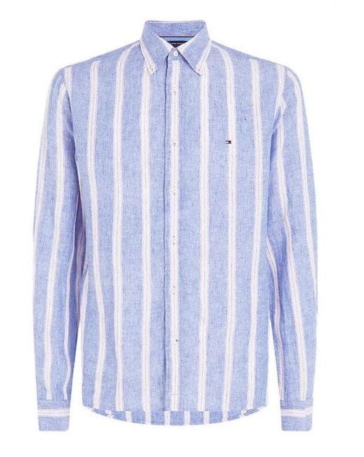 Tommy Hilfiger Mens Linen Triple Stripe Shirt