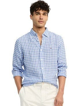 Load image into Gallery viewer, Tommy Hilfiger Mens Linen Gingham Check Slim Shirt
