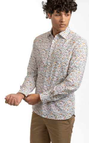 Load image into Gallery viewer, James Harper Mens (3-4 XL) Size Long Sleeve Floral Twigs poplin Shirt
