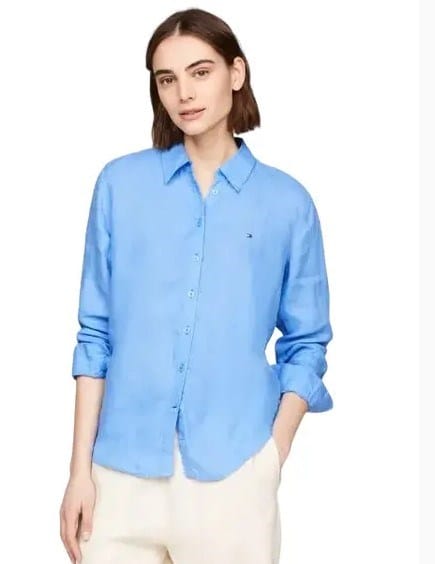 Tommy Hilfiger Womens Linen Relaxed Shirt