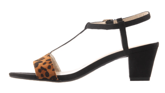 Simona Ricci Womens Jenna Black Leopard Sandal Shoes