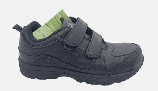 Grosby Boys Heist Black Shoes Runners Size 3 Sneakers Hook & Loop