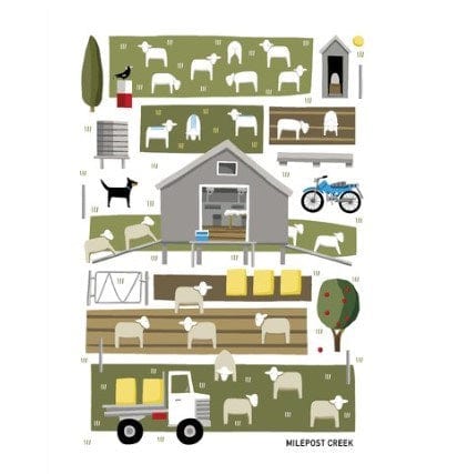 Red Tractor Designs All Among The Wool Tea Towel