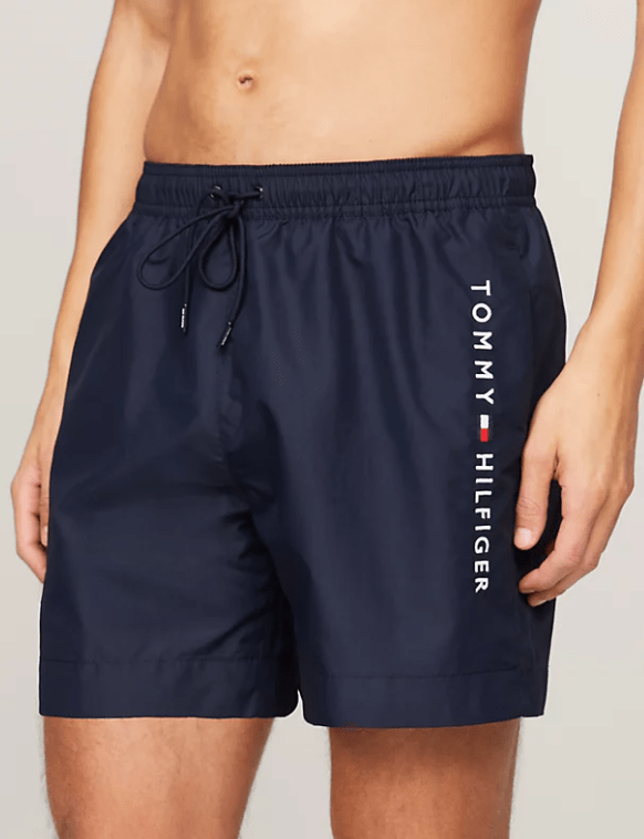 Load image into Gallery viewer, Tommy Hilfiger Mens Original Logo Mid Length Drawstring Swim Regular Fit Short
