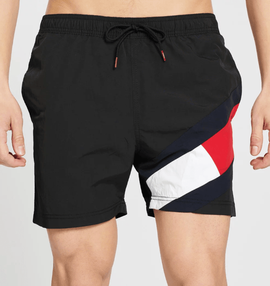 Tommy Hilfiger Mens Flag Mid Length Drawsting Slim Swim Short