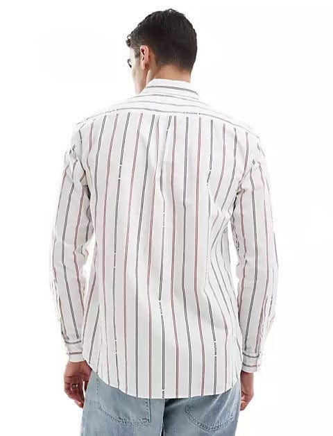 Tommy Hilfiger Mens Long Sleeve Shirt in White and Multi Stripe