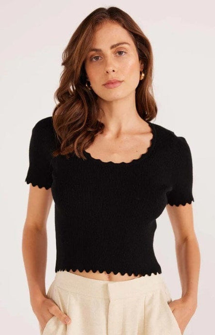 Minkpink Womens Laura Scallop Knit Tee