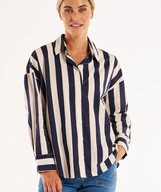 Betty Basics Womens Stripe Shirt