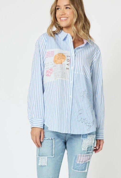 Load image into Gallery viewer, Threadz Womens Love Me Stripe Cotton Shirt
