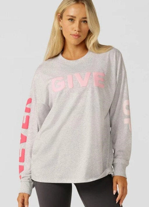 Lorna Jane Womens Never Give Up Long Sleeve Relaxed Tee