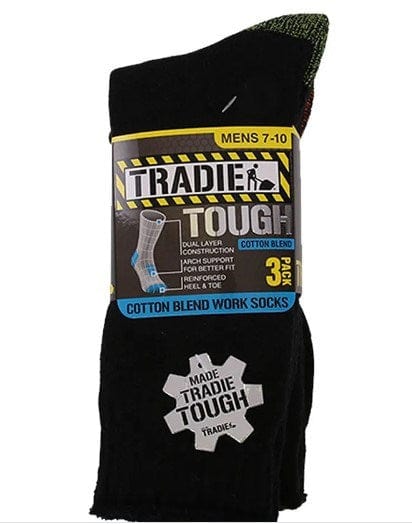 Tradie Mens 3pk Cotton Crew Sock