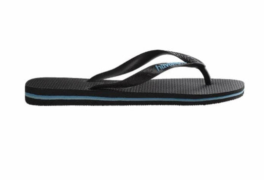 Havaianas Mens Rubber Logo Thongs - Black/Blue