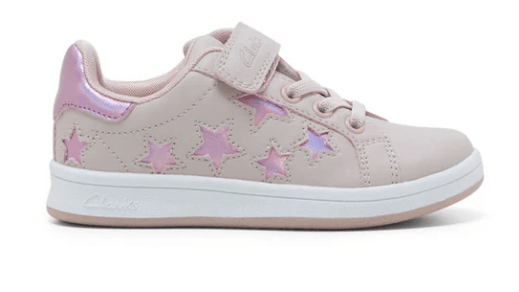 Clarks Delaney Junior E+ - Blush Pink Hologram Girls Shoes