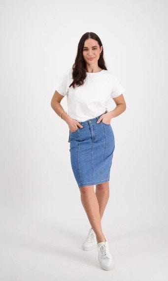 Vassalli Womens Contrast Stitch Denim Skirt