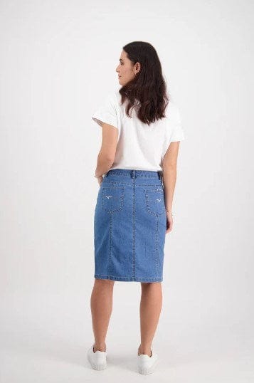 Vassalli Womens Contrast Stitch Denim Skirt