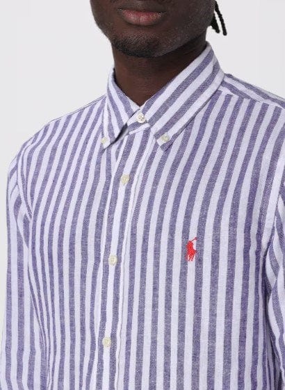 Ralph Lauren Mens Stripe Linen Shirt