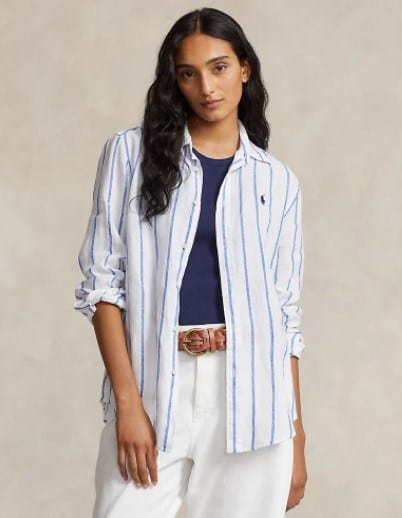 Load image into Gallery viewer, Ralph Lauren Womens Relaxed Striped Linen Shirt
