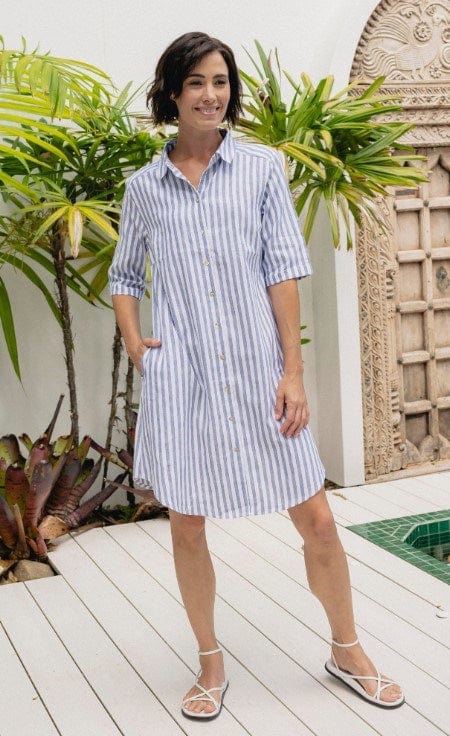 Load image into Gallery viewer, See Saw Womens Linen Short Sleeve Shirtmaker
