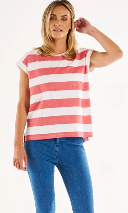 Betty Basics Womens Michaela Top - Dusty Rose Stripe