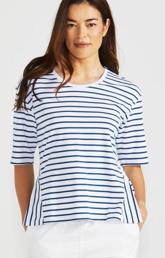 Load image into Gallery viewer, Betty Basics Womens Naomi Tee - Navy Stripe
