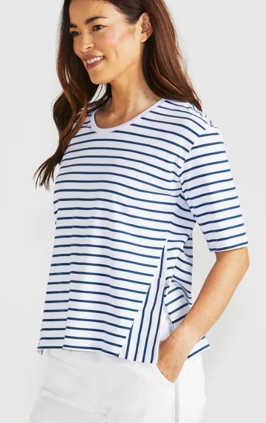 Load image into Gallery viewer, Betty Basics Womens Naomi Tee - Navy Stripe
