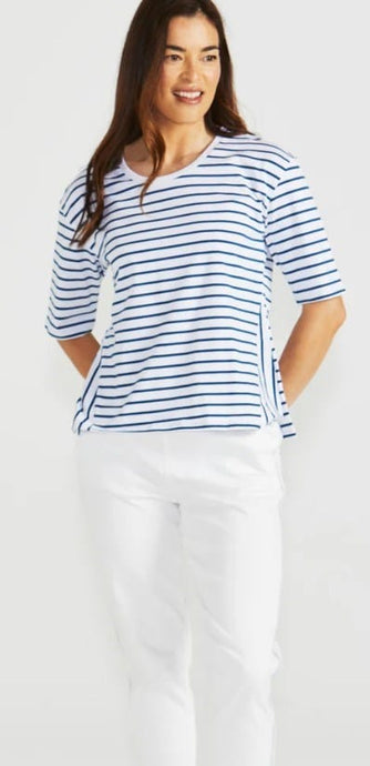 Betty Basics Womens Naomi Tee - Navy Stripe