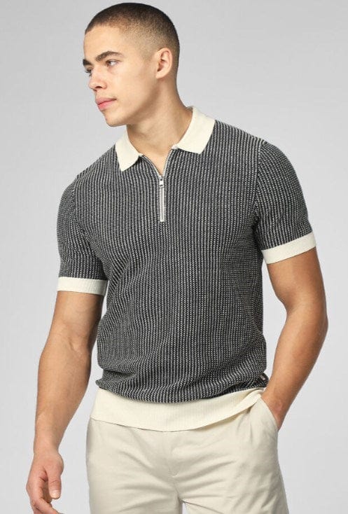 Load image into Gallery viewer, Ben Sherman Bicolour Zip Neck Polo
