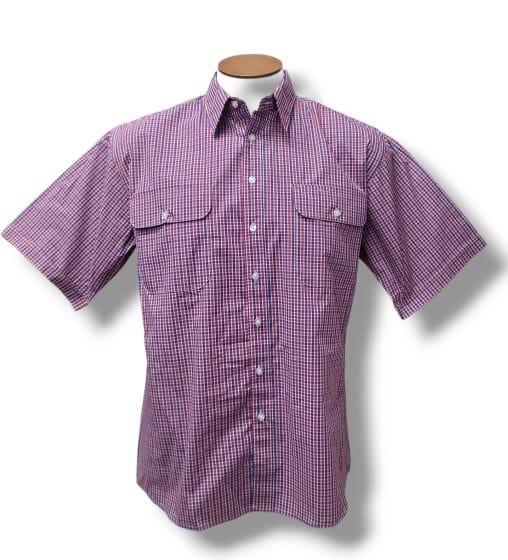 Bisley Mens Short Sleeve Small Check Red Shirt