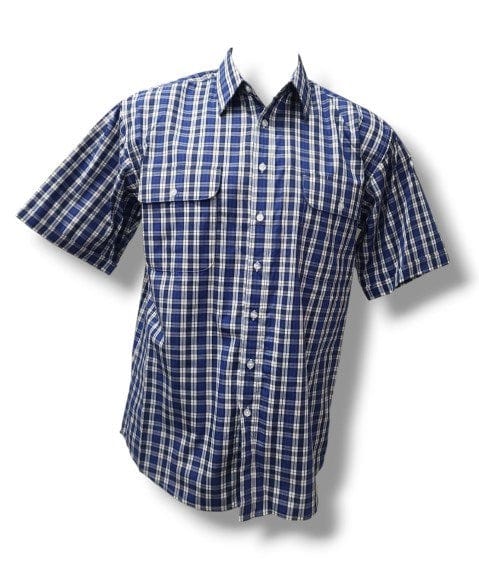 Bisley Mens Short Sleeve Medium  Check Blue Shirt