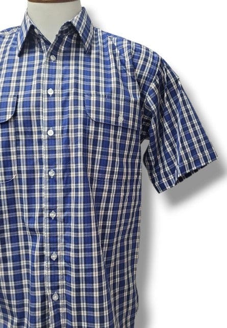 Load image into Gallery viewer, Bisley Mens Short Sleeve Medium  Check Blue Shirt
