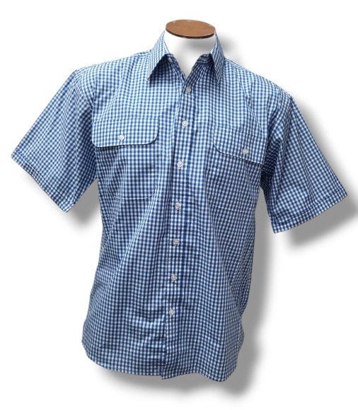 Bisley Mens Small Check Light Blue Shirt