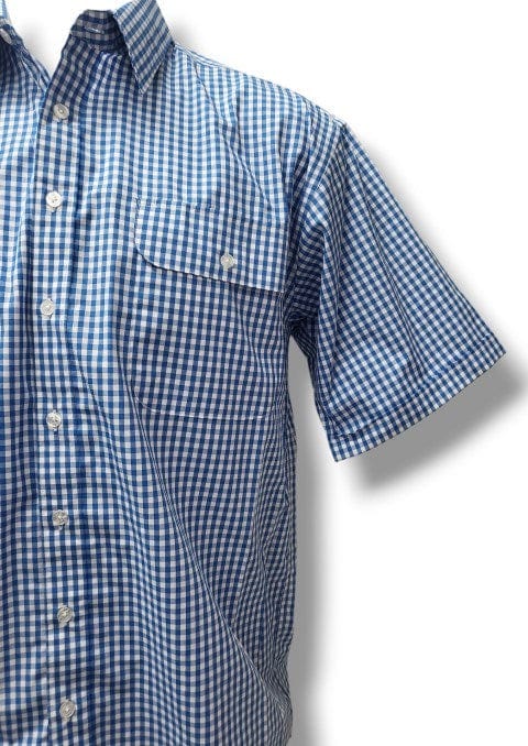 Bisley Mens Small Check Light Blue Shirt