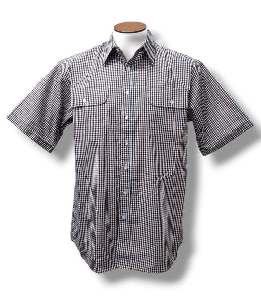 Bisley Mens Short Sleeve Small Check Rust Shirt