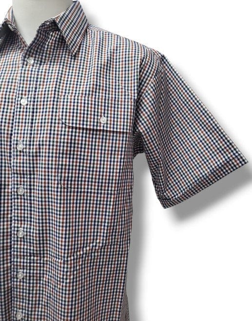 Bisley Mens Short Sleeve Small Check Rust Shirt