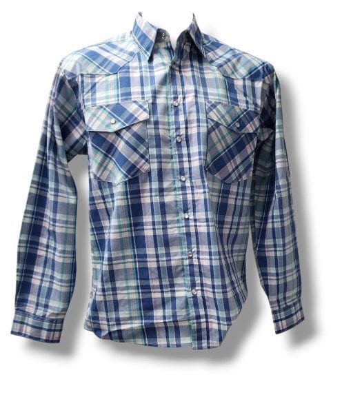 Bisley Mens Long Sleeve Check Blue Shirt