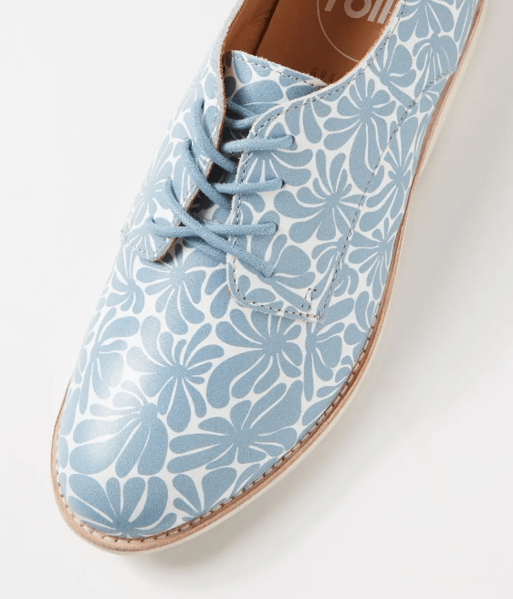 Load image into Gallery viewer, Rollie Womens Derby - Steel Blue Flower
