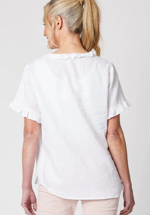 Load image into Gallery viewer, Gordon Smith Womens Tiffany Ruffle Linen Shirt
