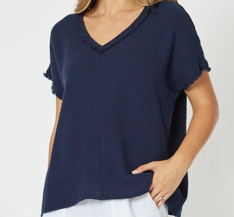 Load image into Gallery viewer, Threadz Womens Byron Cotton V Neck Top
