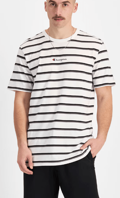 Load image into Gallery viewer, Champion Mens Script Stripe Tee Shirt
