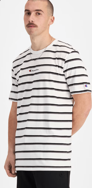 Load image into Gallery viewer, Champion Mens Script Stripe Tee Shirt
