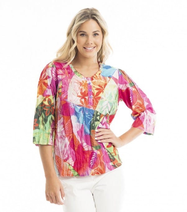 Load image into Gallery viewer, Orientique Womens Jozani Frill Neckline Top
