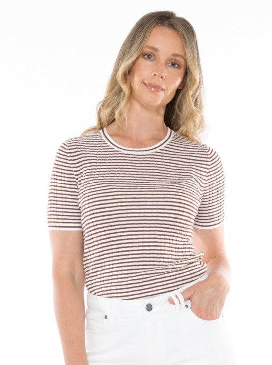 Load image into Gallery viewer, Jump Womens Short Sleeve Stripe Rib Knit
