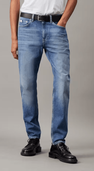 Calvin Klein Mens Regular Taper Mid Blue Jeans